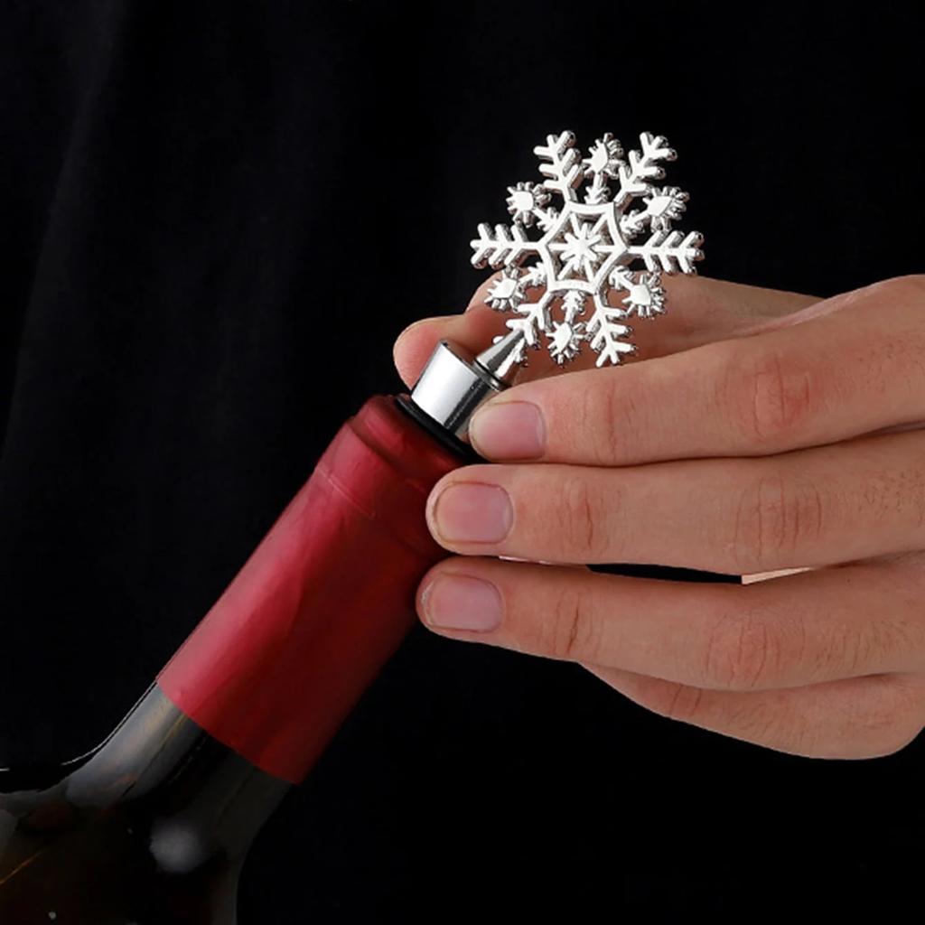 1pc Stainless Steel Red Wine Bottle Stopper, Snowflake Shaped Metal Bottle Stopper, Bar Accessory