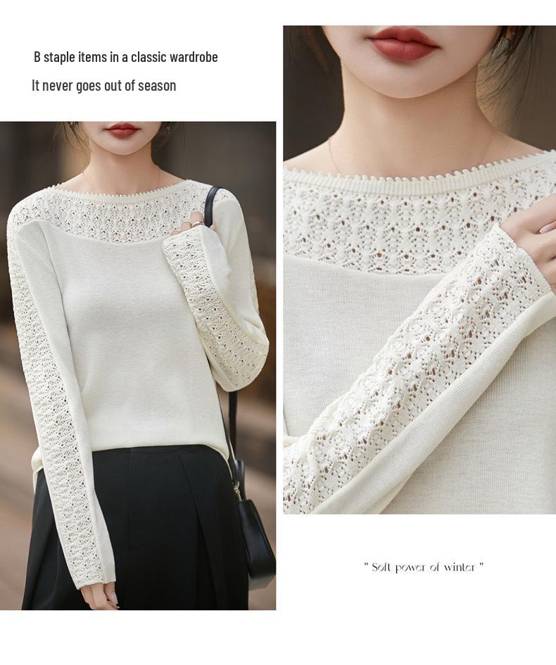 Women's Hollow Out Fine Wool Knit Sweater - Autumn/Winter Style