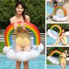 Cloud Rainbow Inflatable Toys Swimming Ring Summer Outdoor Pool Sequin Inflatable Float Ing Ring Water Play Toys for Kids