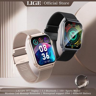 LIGE 2025 Smart Watch IPS HD Screen 600Mah Big Battery Smart Watch Bluetooth Call IP68 Waterproof Heart Rate Monitor Sports Fitness Tracker