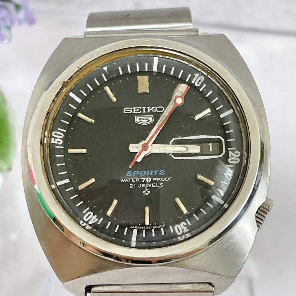 Used Rare SEIKO 5 SPORTS 6119 Vintage Watch #t57