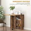 Folding Dining Table on Wheels, 2 Drop Leaves, 2 Shelves, 140 x 80 x 74 cm, Rustic Brown