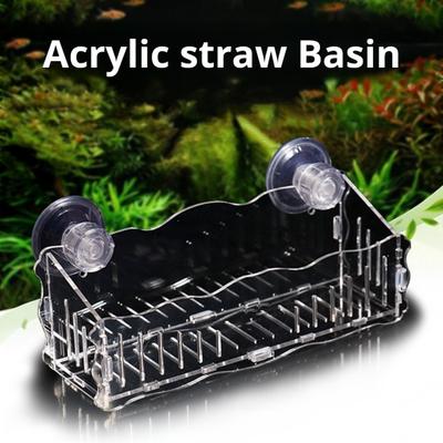 Aquarium Plant Holder Hanging Fish Tank Plant Pot with Suction Cups Clear