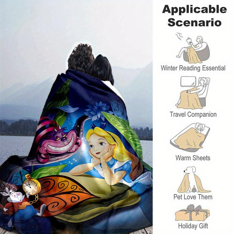 1pc, Wonderland Adventure Blanket, Perfect for All Seasons, Soft Flannel Throw Blanket, Versatile & Cozy for Bedroom, Living Room, Travel, Camping, Ca