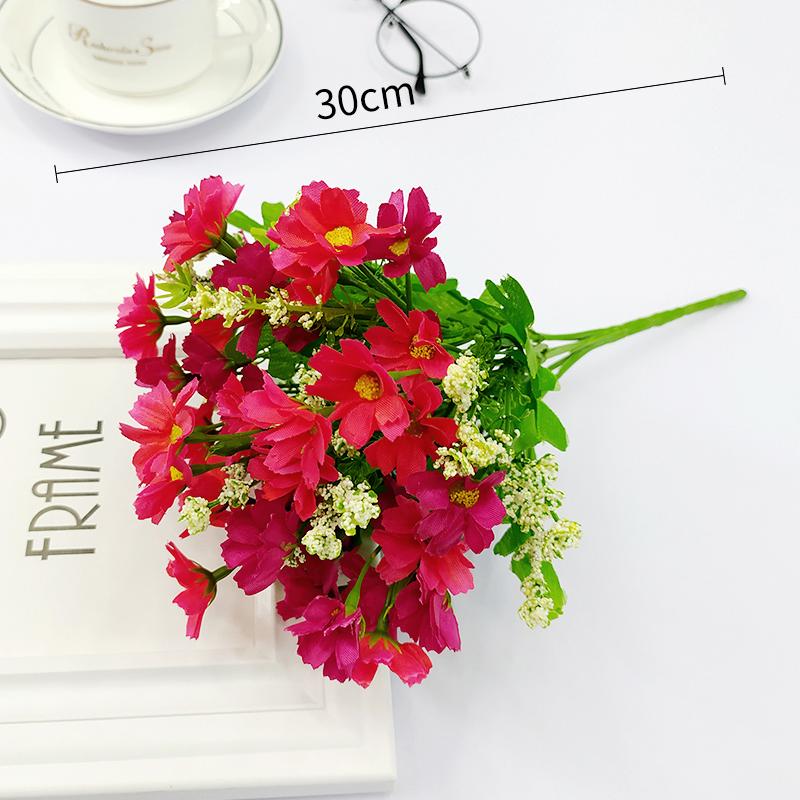 Artificial Daisy, Orchid, Sunflower & Green Plant Bunch for Bedroom Decoration