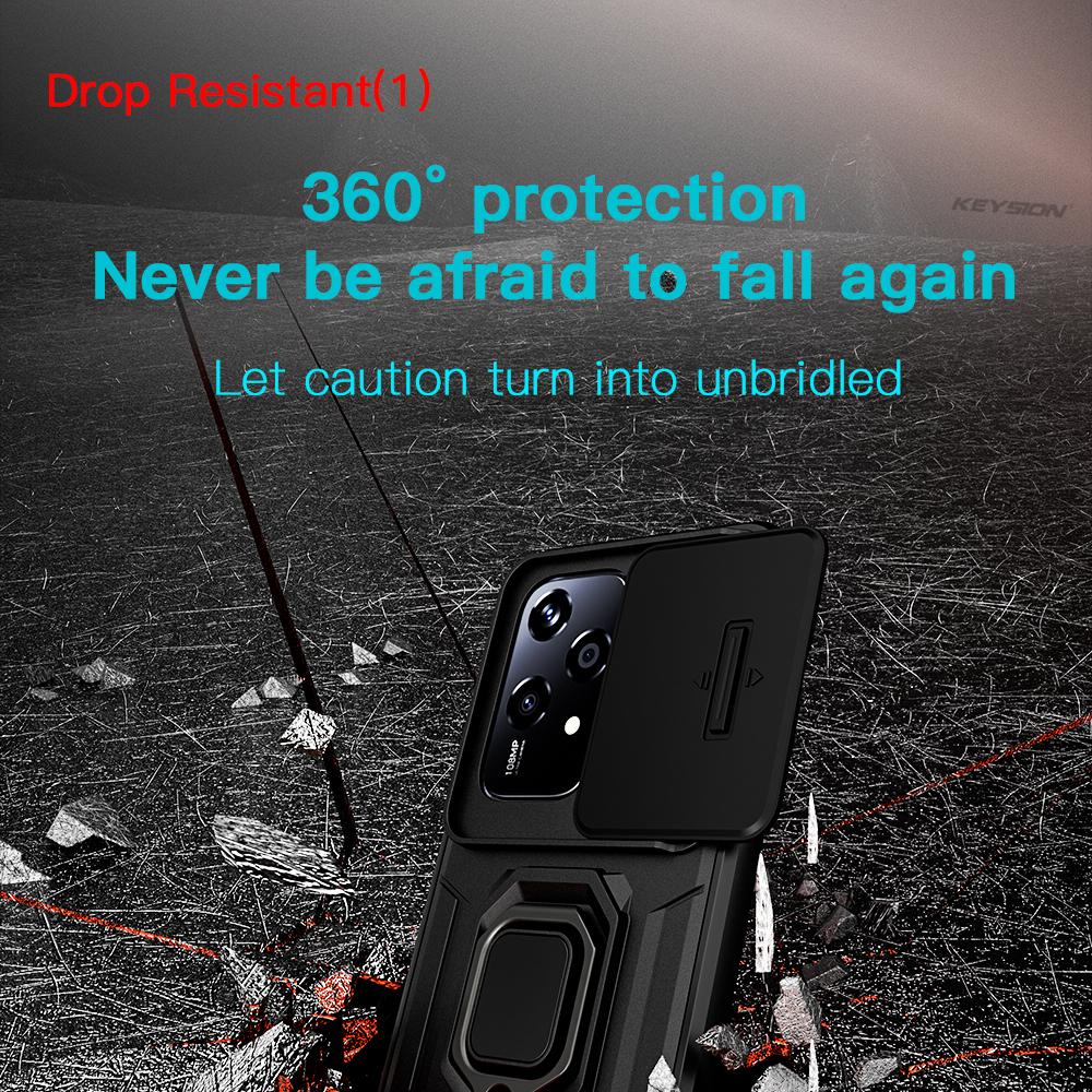 Case Keysion For Shockproof Honor 200 Lite 5g Slide Camera Lens Protection Ring Stand Phone Cover For For Huawei Honor 200 Lite