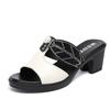 Fashion GKTINOO Women Slipper's 2025 Ladies Summer Slippers Shoes Women High Heels Fashion Rhinestone Summer Shoes Genuine Leather
