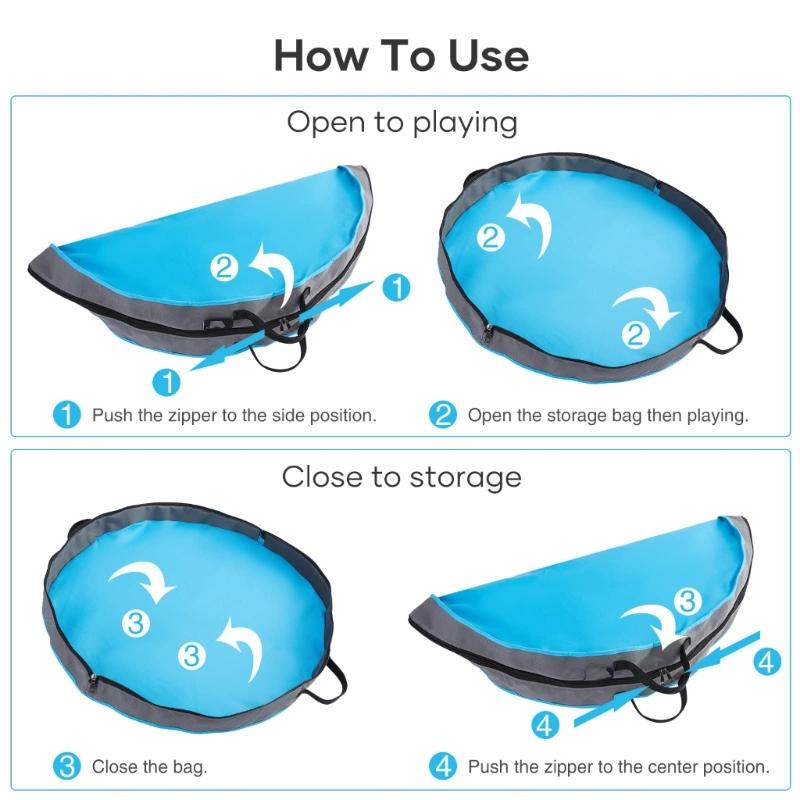 Gjenbrukbar polyester aktivitetsmatte for barn med glidelåslukking Oppbevaringsorganisatorer Trygg for byggeklossaktiviteter Håndverk Pikniker