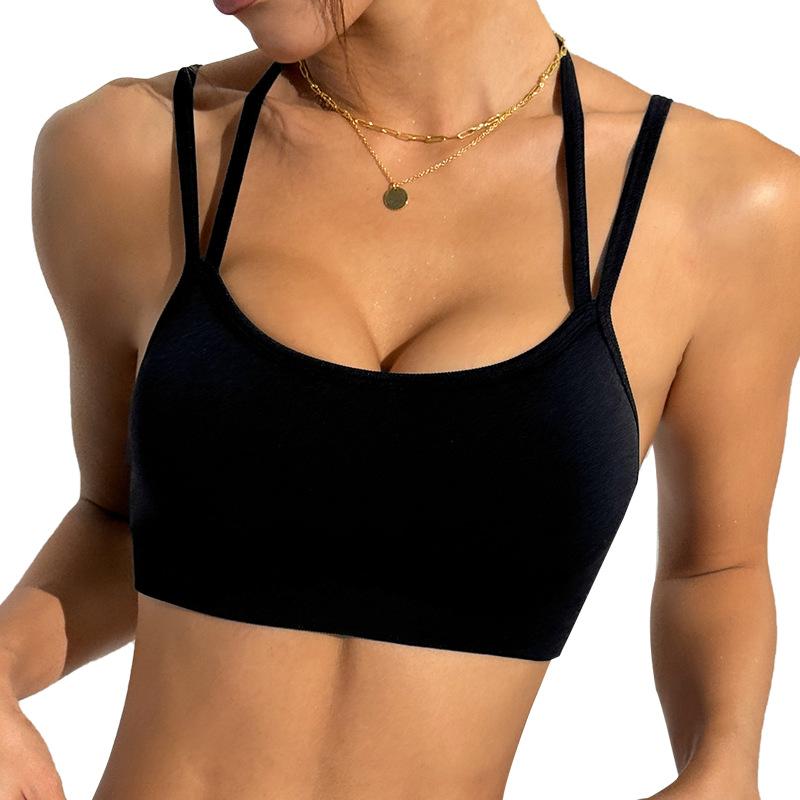 

Beautiful back straps, multiple bras, shock-absorbing fixed cups, sports vests, fitness underwear, yoga, beautiful back for women L чорний