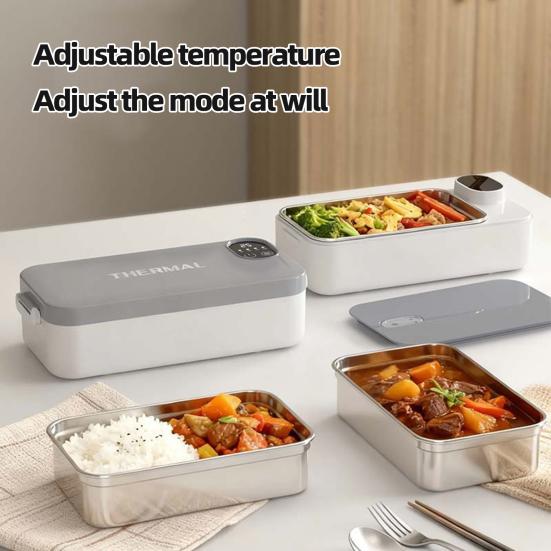 Vyhřívaný obědový box 900ml Kapacita Ohřívač jídla Nerezová ocel Teplý obědový kontejner do kanceláře, na cesty a do přírody