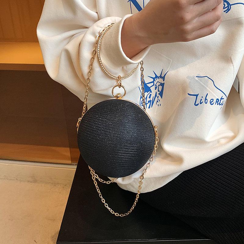 Personalized Spherical Children's Bag 2025 European and American Fashion Portable Small Round Bag with Diamond Chain Single Shoulder Dinner Bag Wome