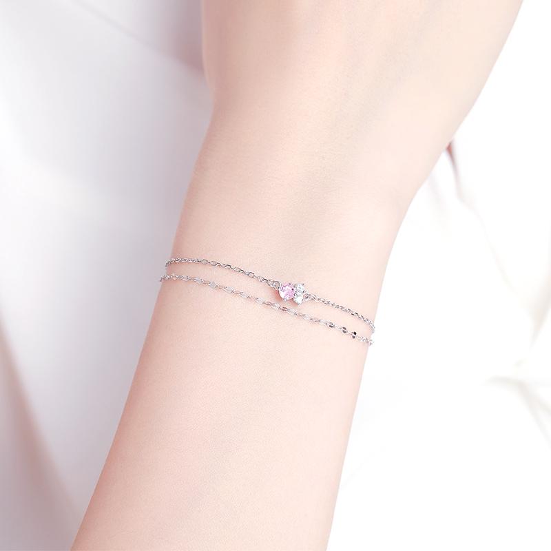 Barbie Bracelet [Sterling Silver·Original Design] Pollen Zircon Double Layer, Temperament and High-Quality First Ins Style Love ZJYSL-YS-008-1
