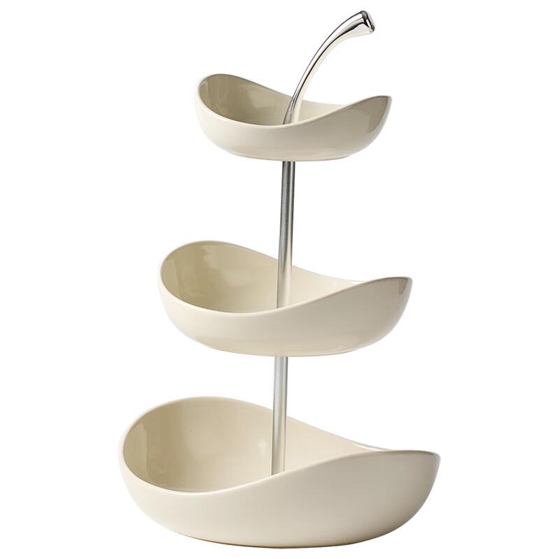 WJ Light Luxury Ceramic 3-Tier Fruit Plate