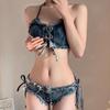 Spicy European & American Denim Bikini: Sexy Summer Two-Piece for Women with Tie-Up Detail