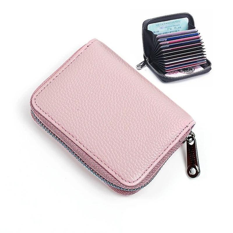 Pu Leather Men Women Card Holder Small Zipper Wallet Solid Coin Purse Multi Card Slot Id Business Credit Card Bags