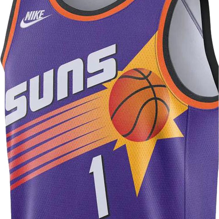 Nike NBA Retro Jersey Fan Edition 22-23 Phoenix Suns Devin Booker No. 1 Breathable Unisex Tops Purple DO9452-506