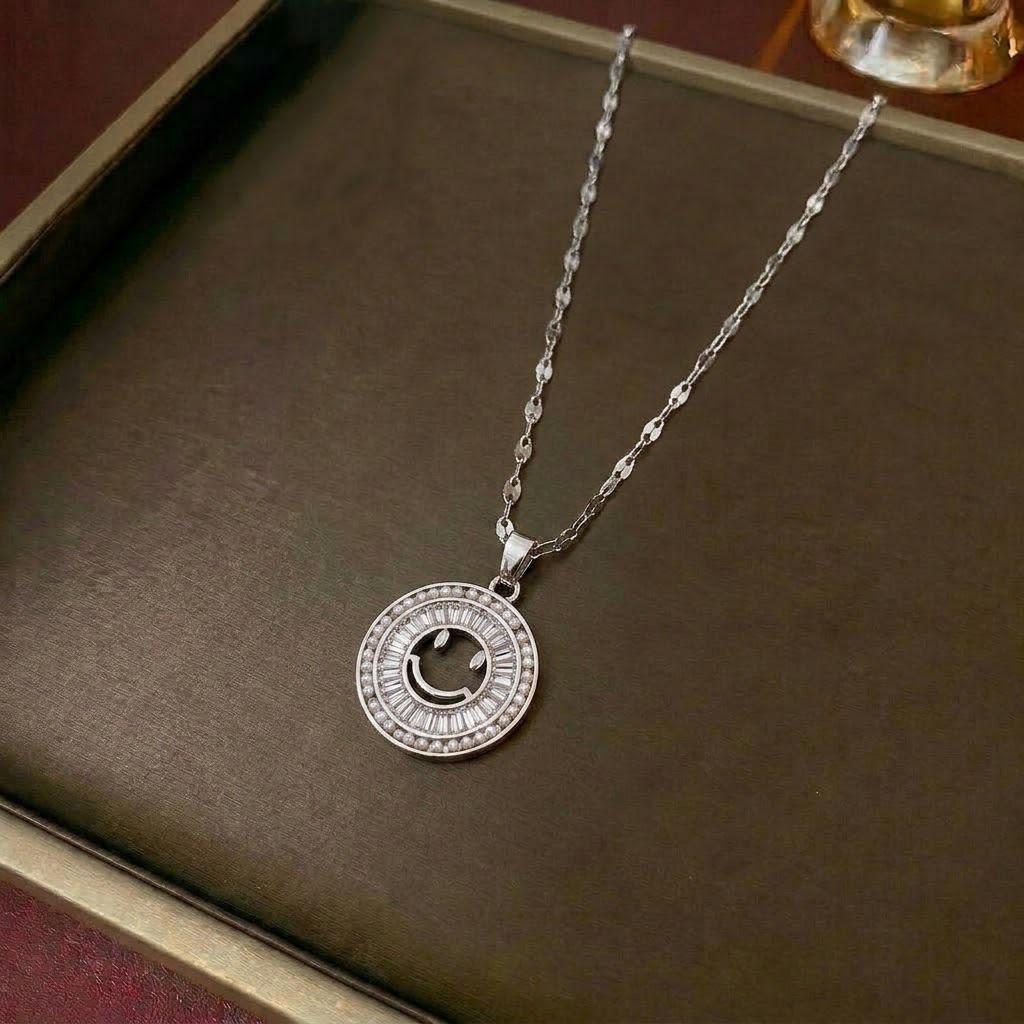 Women's Cross-Border Fashion Necklace with Colorful Zirconia Heart and Titanium Steel Clavicle Chain