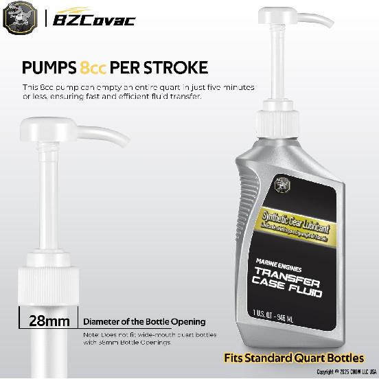 Lower Unit Gear Oil Pump For Standard Quart Bottles - 8Cc Pump, 8Mm & 10Mm Adapters, 3/8" Metal Swivel - Outboard Motors Gear Lube Pump For Mercury,