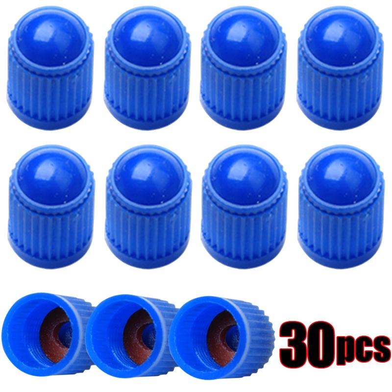 30PCS Car Tire Valve Plastic Black Bike Tyre Valve Caps with O Rubber Ring Covers Dome Shape Dust Valve for Car Motorcycles