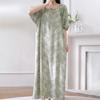 1011 new cotton and silk nightdress women's summer short-sleeved pajamas cartoon pony element long loose cotton silk skirt can be worn outside