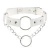 DIEZI Harajuku Bílý PU Kožený Kroužkový Choker Náhrdelník Pro Ženy Muže Vintage Gotický Hip Hope Nastavitelný Límcový Náhrdelník Šperky