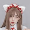 Handmade Kawaii Japanese Lolita Cat Ear Headband With Lace Plush Trim Girls Women