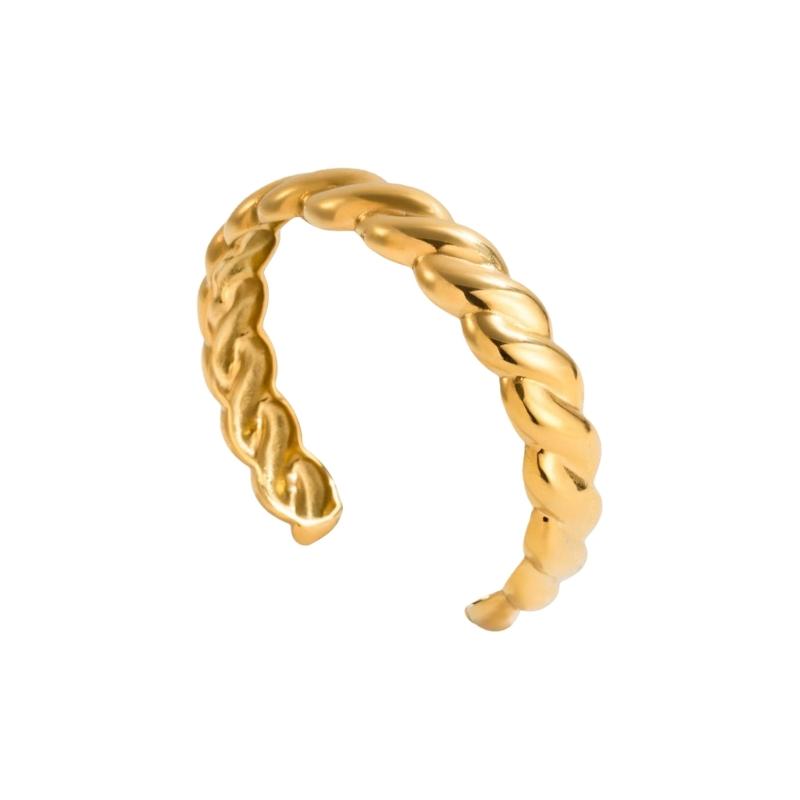 Adjustable Open End Twist Design Bracelet Allergy Proof Sturdy Steel Fashion Twist Bangle Jewelry Gift For Her