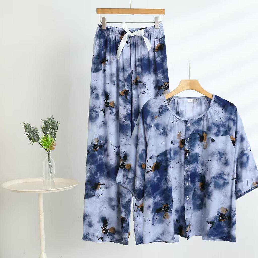 2025 Women's Floral Cotton & Linen Sun Protection Set - Shirt & Long Pants with Five-Sleeve Design