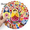 Adhesive Decorative Decals 50Pcs Russian Matryoshka Doll Stickers, Cartoon Nesting Theme Decal, Packs Sticker for Water Bottles Phone Scrapbook Guitar