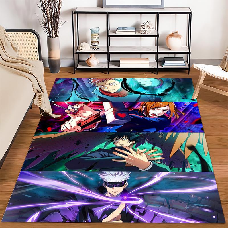 Anime Themed Carpet with Vibrant Colors Featuring Action Characters Suitable for use as an anti-slip for living room bedroom sofas