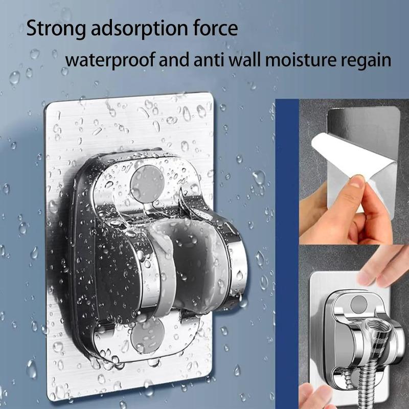 Wall Mount Strong Adhesive Shower Head Holder ABS Waterproof Adjustable Bathroom Shower Bracket Easy Installation Base