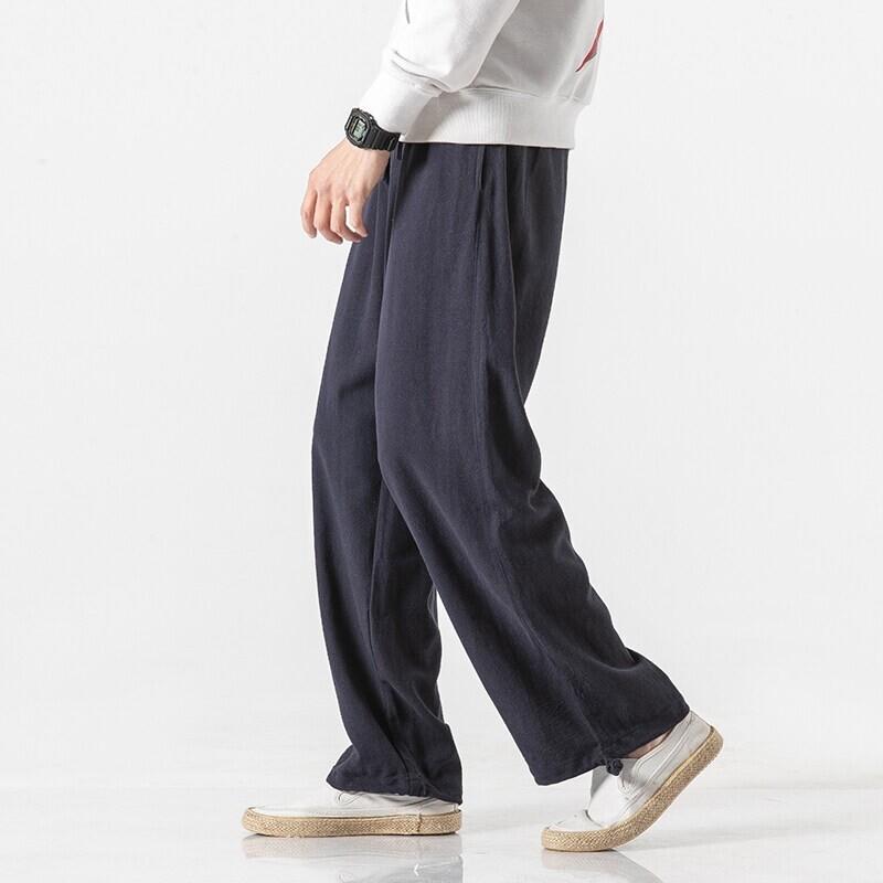 2025 Men Linen Pants Summer Japanese Casual Streetwear Harajuku Cotton Baggy Pants Male Solid Color Oversized Bloomers Trousers