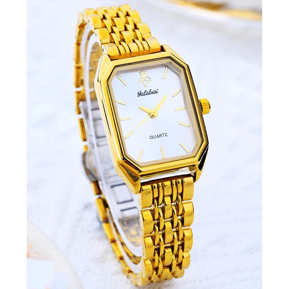 Elegant Vintage Octagonal Ladies Wristwatch Golden Case Quartz Watches Wateproof Steel Strap