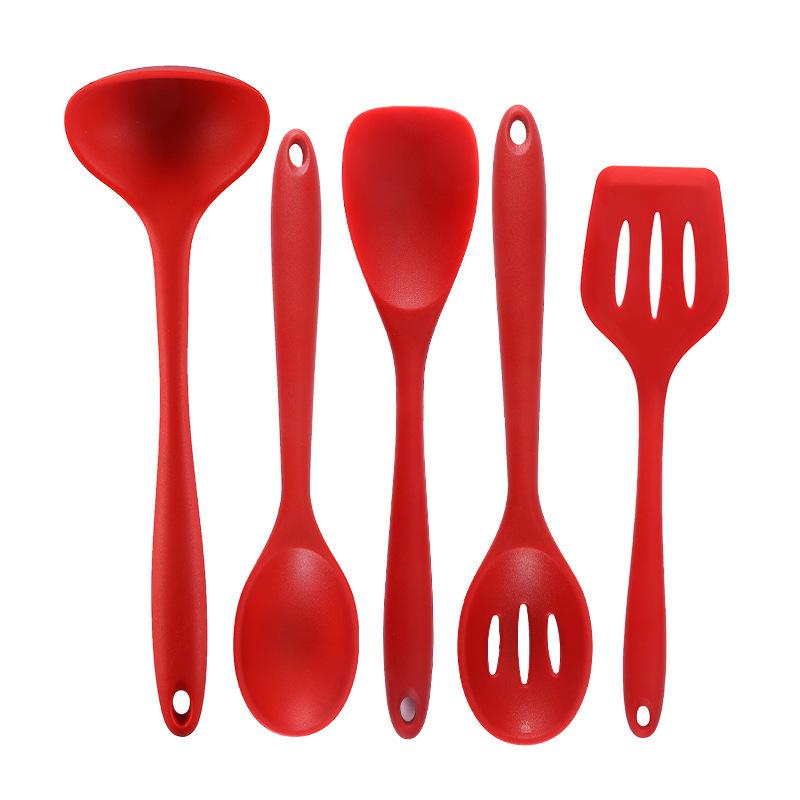 5Pcs/Set Silicone Kitchen Utensil Set With Non-Stick Pans Silicone Spatula Soup Spoon Cooking Tools For Kitchen