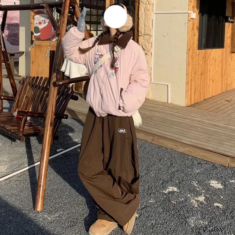 Oversize Kargo Paraşüt Pantolon Kadın Japon Stili Geniş Paça Jogger Hippie Bol Vintage Eşofman Altı Pantolon