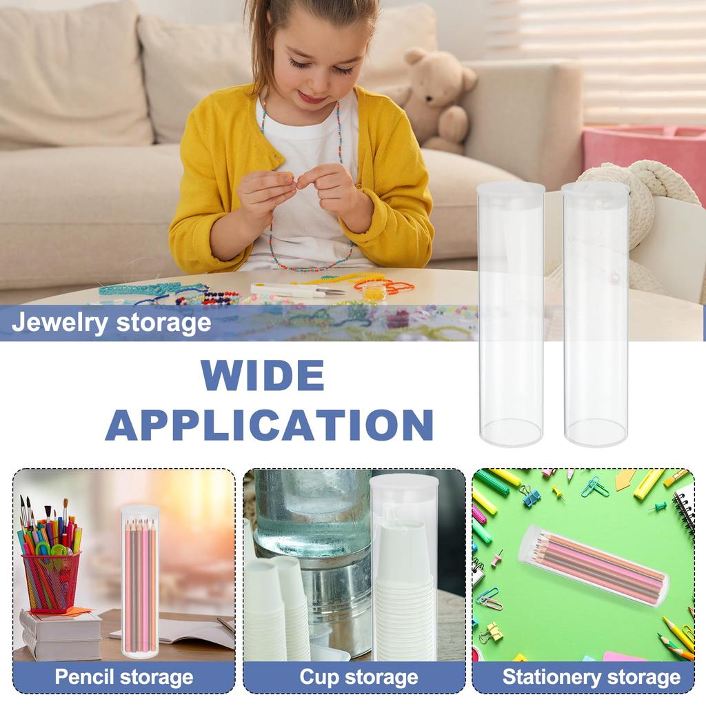 PATIKIL Clear Rigid Tubing, Round Plastic Tubing with End Caps, Polycarbonate Water Pipe, 400mm/16" Length, 12mm X 13mm/0.47" X 0.51", Set of 2