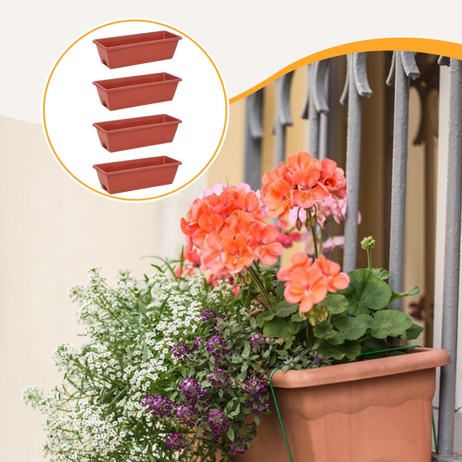 

4 Pack Rectangular Planter Boxes for Vegetables And Flowers with Saucers L