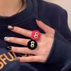 Cute Little Coal Ball Plush Open Ring for Women, Autumn Winter Niche Cartoon Funny Personality Fashion Adjustable Index Finger Jewelry