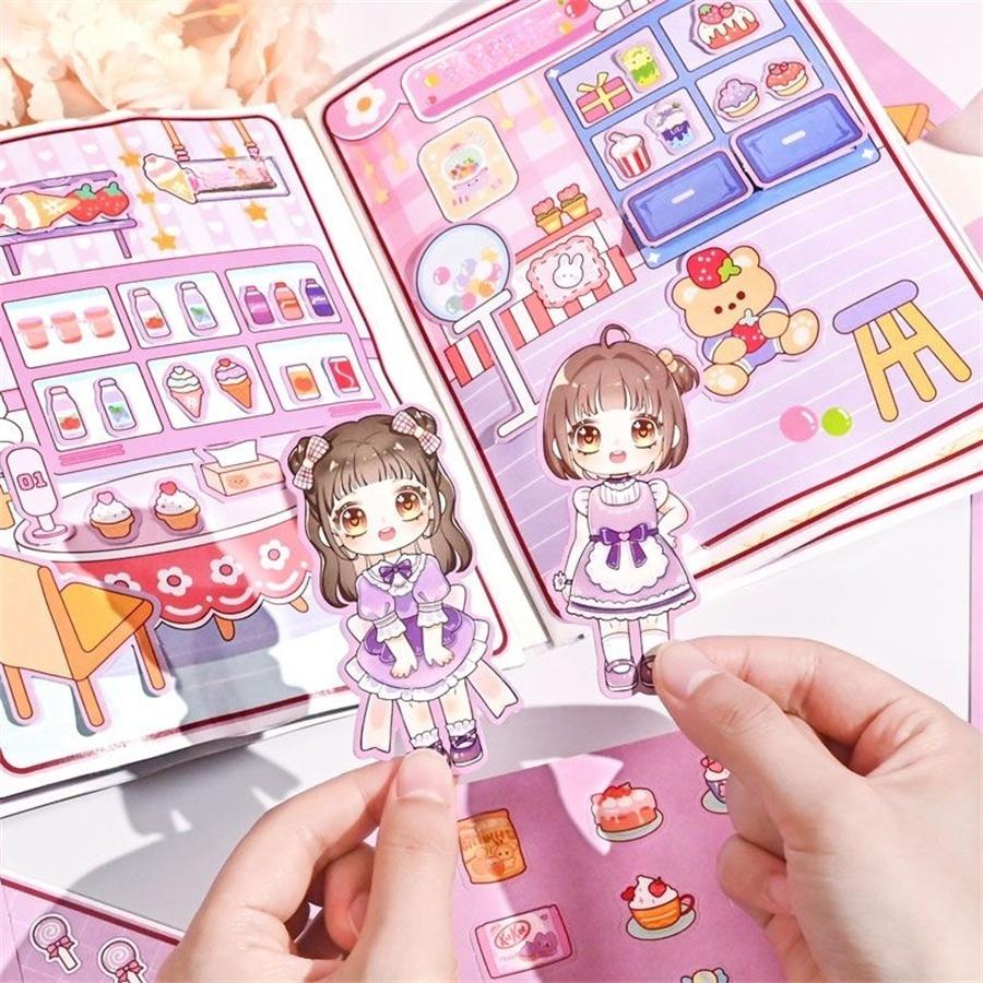 DIY Papierpuppen Aufkleber Spielzeug Pädagogisches Spielzeug Kreativ Niedlich Cartoon Mädchen Verkleiden Lebensszene Handgemacht DIY Aufkleber Papierkunst