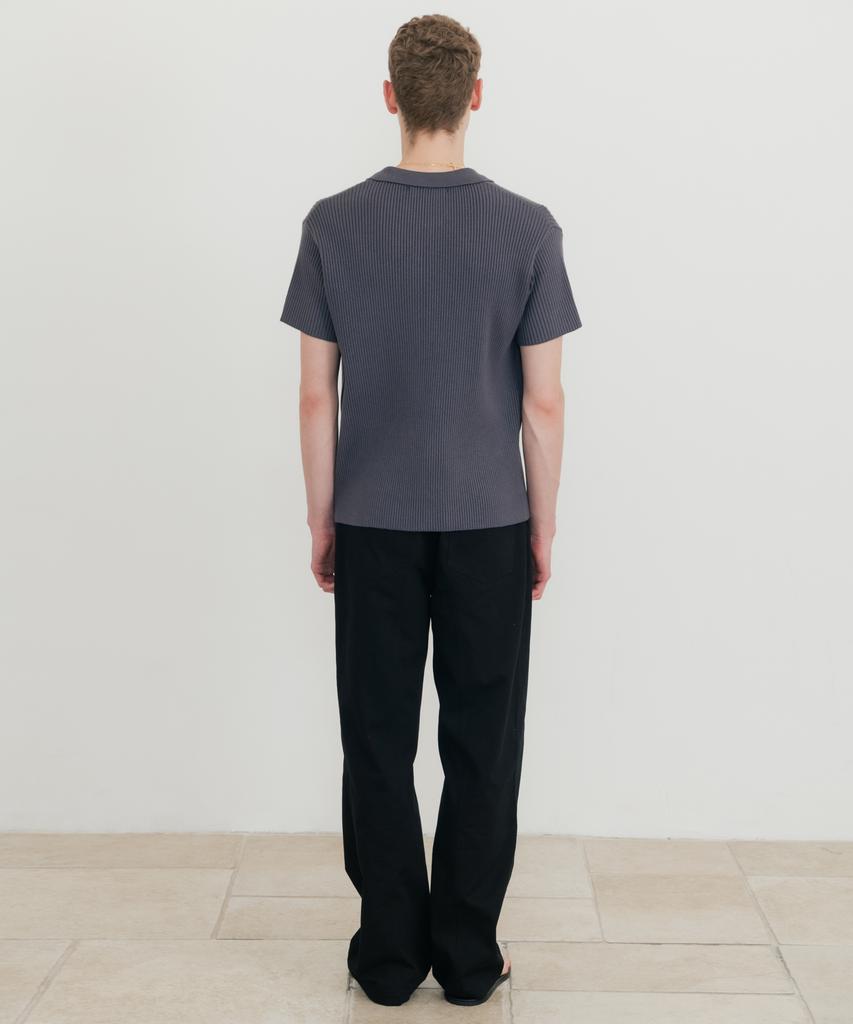 SSIN AND LEE Lounge Half Knit Polo Shirt Charcoal