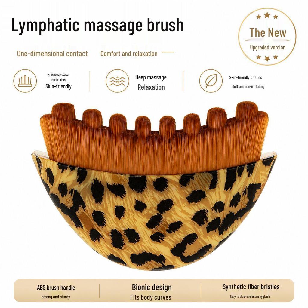 Leopard Print Lymphatic Contour Massage Brush for Face, Eyes, and Neck