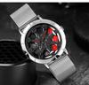 Sanda Men's Creative Rotating Quartz Wristwatch with Mesh Strap