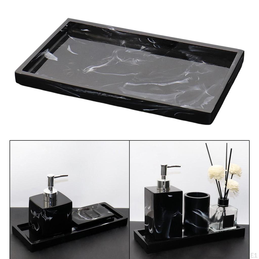 Marble Resin Handmade Bathtub Tray Rectangular Countertop Dish Dispenser for Jewelry Candles Soap