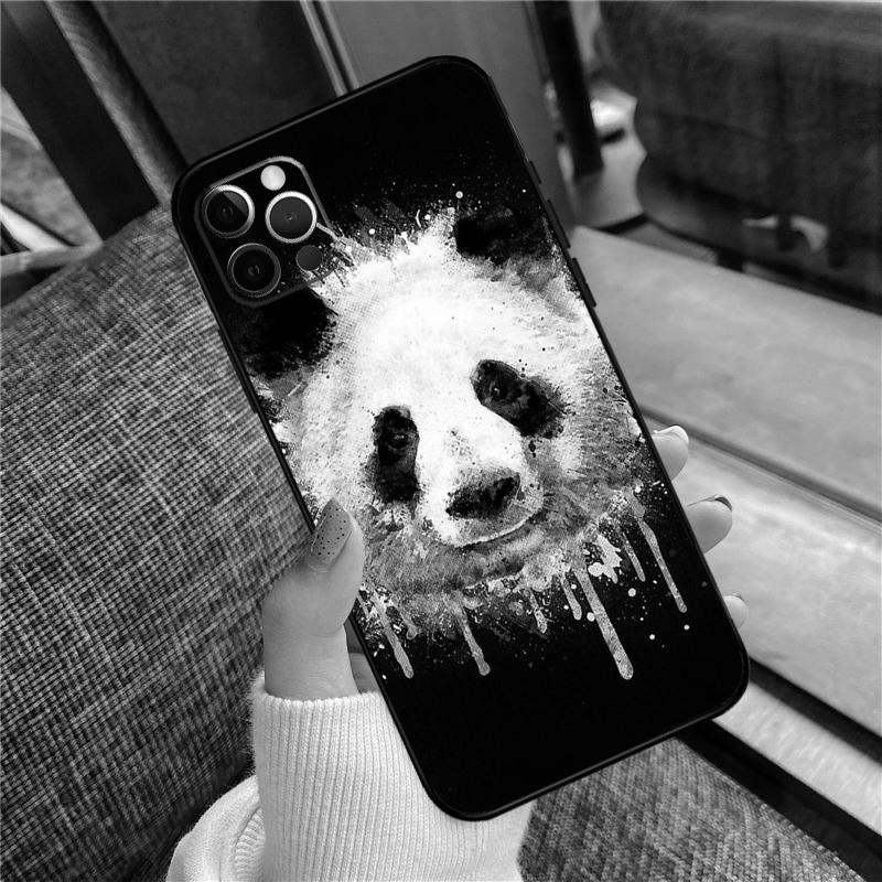 Cartoon Cute Panda Bear Phone Case For iPhone 16 15 14 12 11 13 Pro Max 12 13 mini XR 15 16 Plus 16e Cover Shell