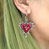 Goth Jewelry Thorns Heart Cross Earrings Drip Oil Rose Flower Earrings For Women Punk Charms Accessories