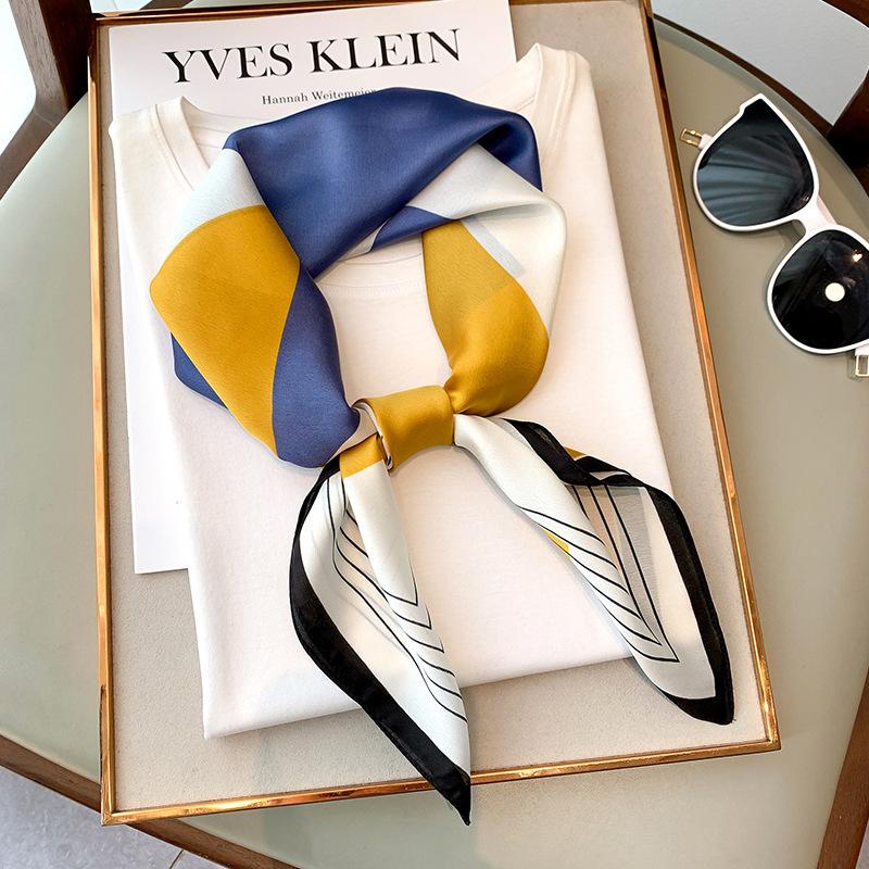 New Luxury Design 70*70Cm Horse Print Silk Square Scarf Women Soft Satin Hairband Neckerchief Office Hijab Headband Foulard Gift