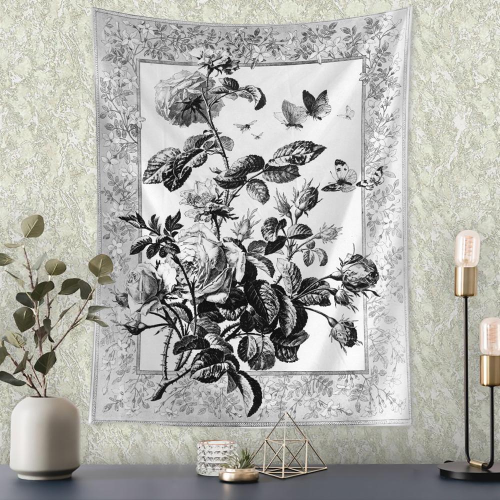 European Retro Floral Relief Painting Mural Wall Hanging Bohemian Home Print Background Cloth Art Room Decor Tapestry