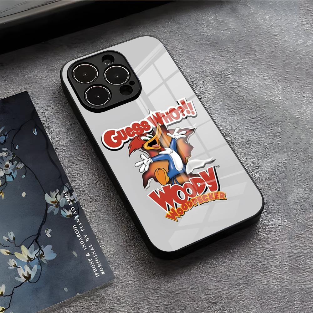 

T-the Woody Woodpecker Phone Case For IPhone 17 Air 16 E Pro Max 15 14 13 Mini 12 Pro 11 Max Plus Black Glass Cover iPhone 13ProMax
