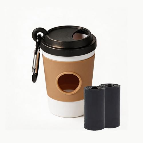 Portable Storage Box Pet Poop Trash Can Dispenser Creative Coffee Cup Dog Garbage Storage Design Outdoor Dog Walking Garbage Bag