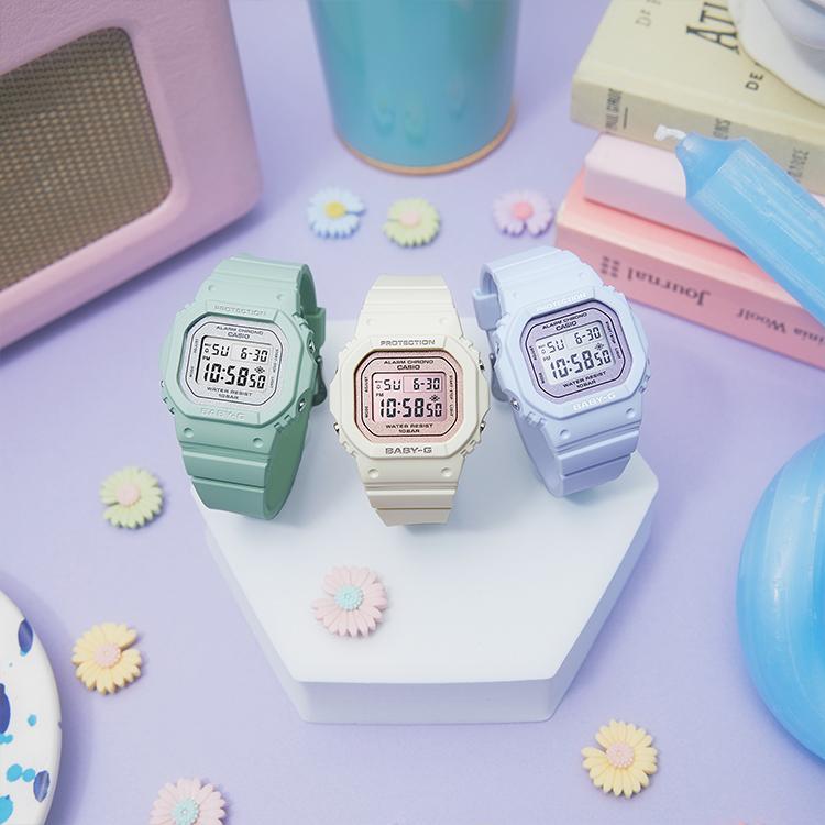 Casio Baby-G Series Small Square Sports Waterproof Quartz Watch Unisex Watches Macaron Blue BGD-565SC-2PR